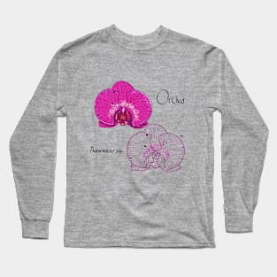 Orchid (Phalaenopsis sp) flower illustration Long Sleeve T-Shirt